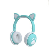 LED Cat Ear Paw Bluetooth Headphones