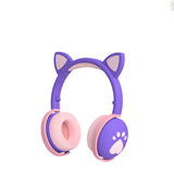 LED Cat Ear Paw Bluetooth Headphones