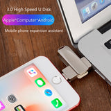 Adecuado para la unidad flash USB giratoria de metal para teléfono móvil Apple Type-c tres en uno