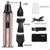 Recortador el¨¦ctrico recargable para nariz y orejas 4 en 1 para depilaci¨®n